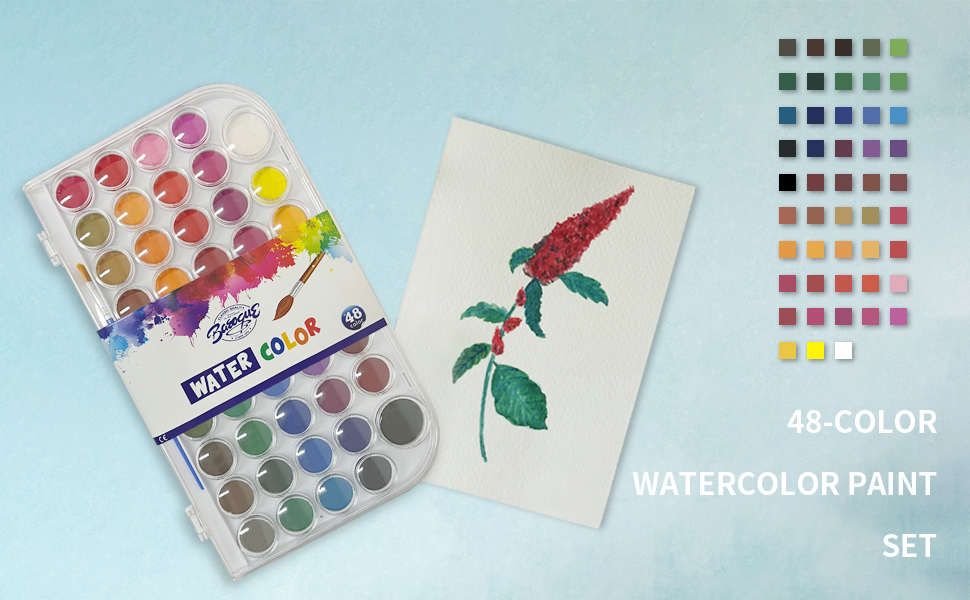48 Colors portable Watercolor Paint Set