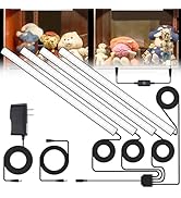 JUSJUBR Display Cabinet Lights, LED Shelf Lighting with Memory Function, 4x12 Inch Black Display ...