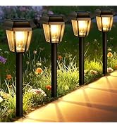 Blansong Solar Lights Outdoor 8 Pack Pathway Lights Waterproof with 3000K Vintage Tungsten Filame...