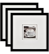Yaetm 12x12 Square Picture Frame Matted to 5x5, Double Floating Ivory Mat, Black Photo Frame with...