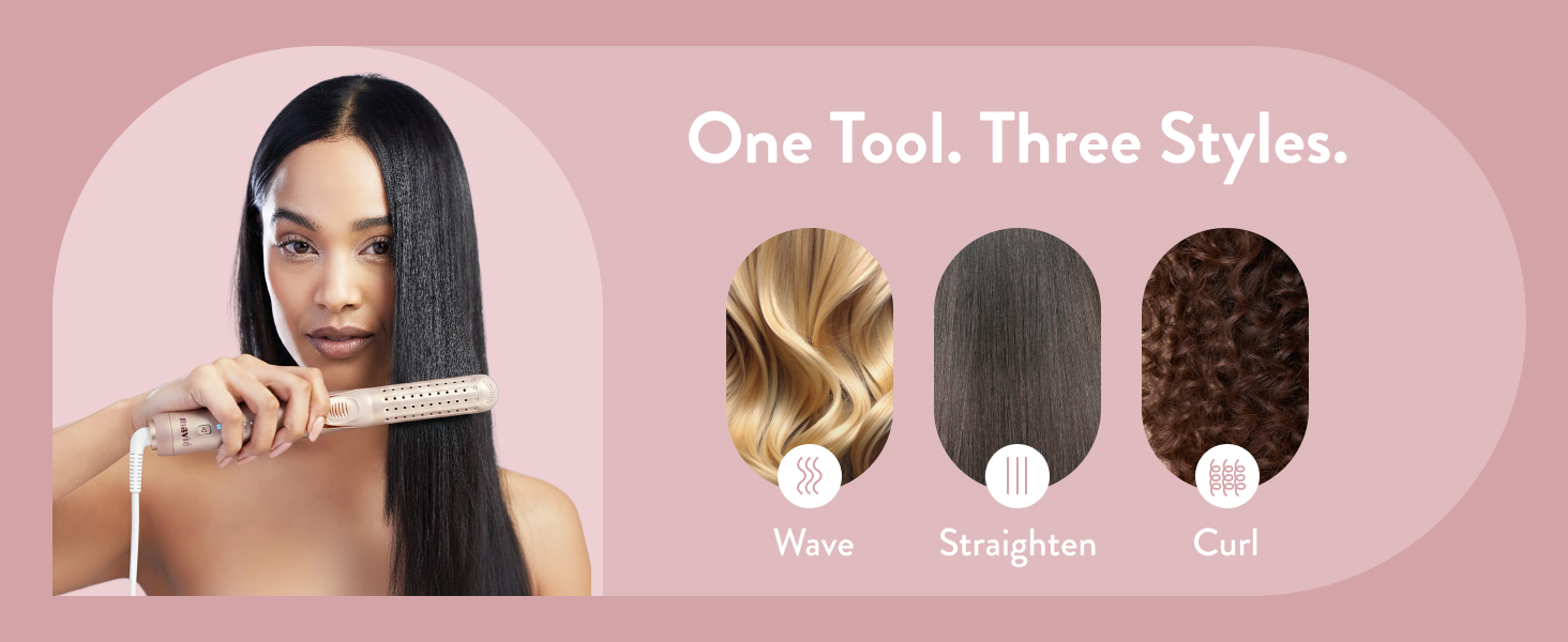 mavie 360 airflow styler hair straightener brush for women hot comb flat iron curling wand curler
