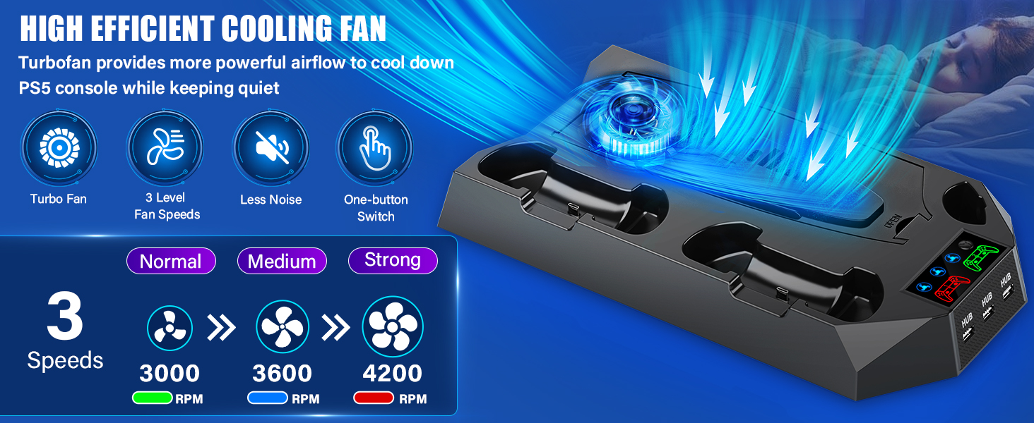 ps5 fan cooling fan with controller charger