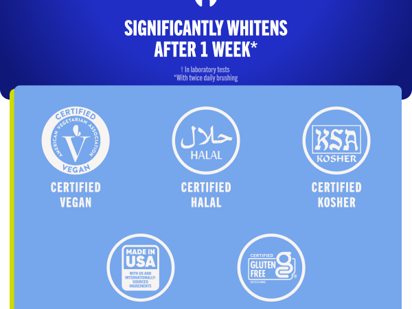 five circular certification logos labeled vegan halal kosher proudly made in the usa and gluten free