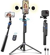 Auto Face Tracking Tripod for iPhone with Light,70inch Phone Tripod Holder with Remote,Travel Sel...