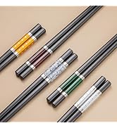 GLAMFIELDS 5 Pairs Premium Chopsticks Reusable Dishwasher Safe 9.5 Inch Fiberglass Chop Sticks Gi...