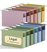 NORDUN Legal Size Hanging File Folders Extra Capacity,12 Pack Plastic 2" Expandable Hang Folder w...