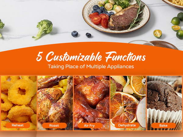 5-in-1 Versatility: Enjoy the convenience of multiple cooking methods with our air fryer!