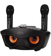 Karaoke Machine, Portable Speaker System with 2 Wireless Microphone, Owl Rechargeable Battery Spe...