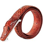 LX-SUNCX Men's Belt,Alligator Belt Cowhide Crocodile Print Belt Buckle - with Gift Box