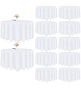 12 Pack White Round Tablecloth 90 Inch White Table Cloth Stain and Wrinkle Resistant Round White ...