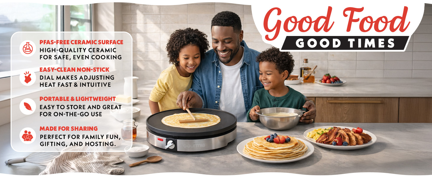 Large cooking surface for 12 inch creppes