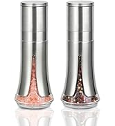 Aelga Salt and Pepper Grinder Set with Silicone Funnel - Small Glass Manual Mills with Adjustable...