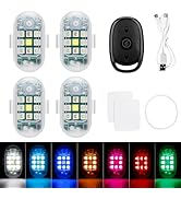 SEISSO 4-Pack Wireless Remote Control Anti-Collision Led Strobe Lights USB Charging Emergency Dro...