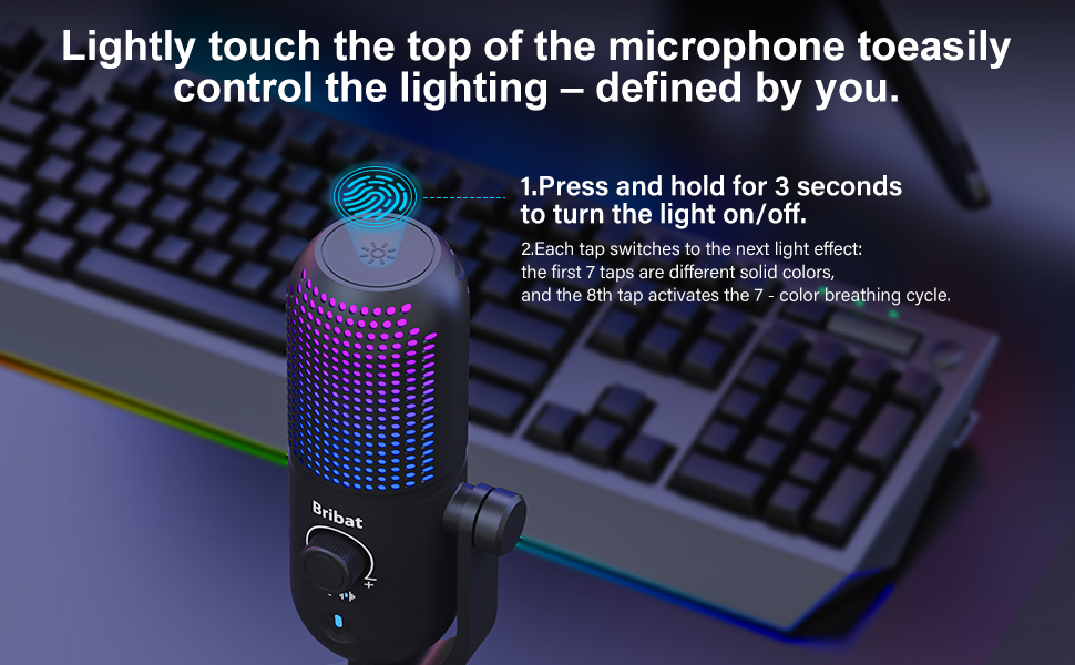 Desk mic lets you customize your unique lighting effects with a single button press.