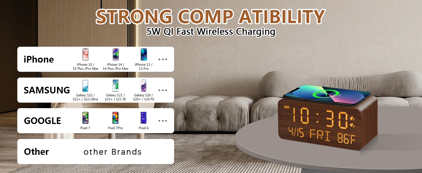 wireless charging clock