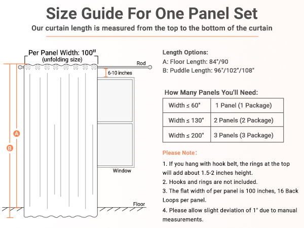 Size Guide for Linen Blackout Curtains