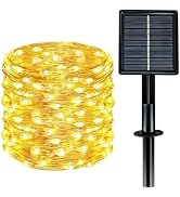 Solar String Lights Outdoor Waterproof 33ft 100LED 8 Modes Twinkle Lights Solar Fairy Lights for ...