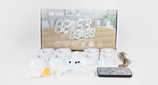 EDUP Home 3D LED Digital Wall Clock Desk Alarm Clock with Remote Control
