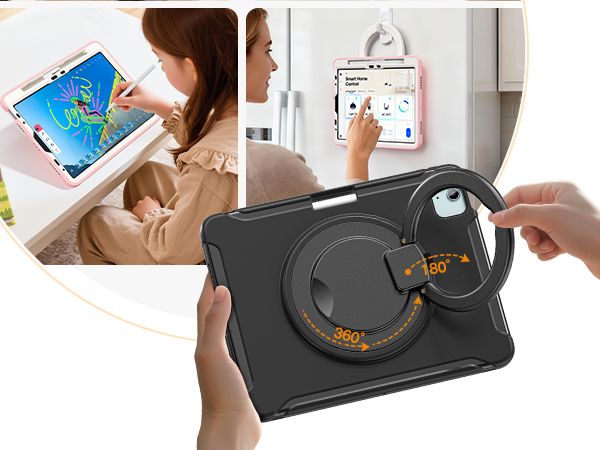 Kickstand: 360° rotatable, 180° foldable (supports horizontal/vertical viewing carrying hanging)