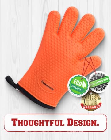 KITCHEN PERFECTION Silicone Oven &amp; Griddle Gloves -Extreme Heat Resistant BBQ