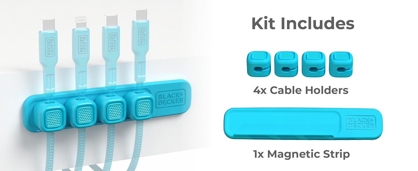 Kit includes cable holders, magnetic strip
