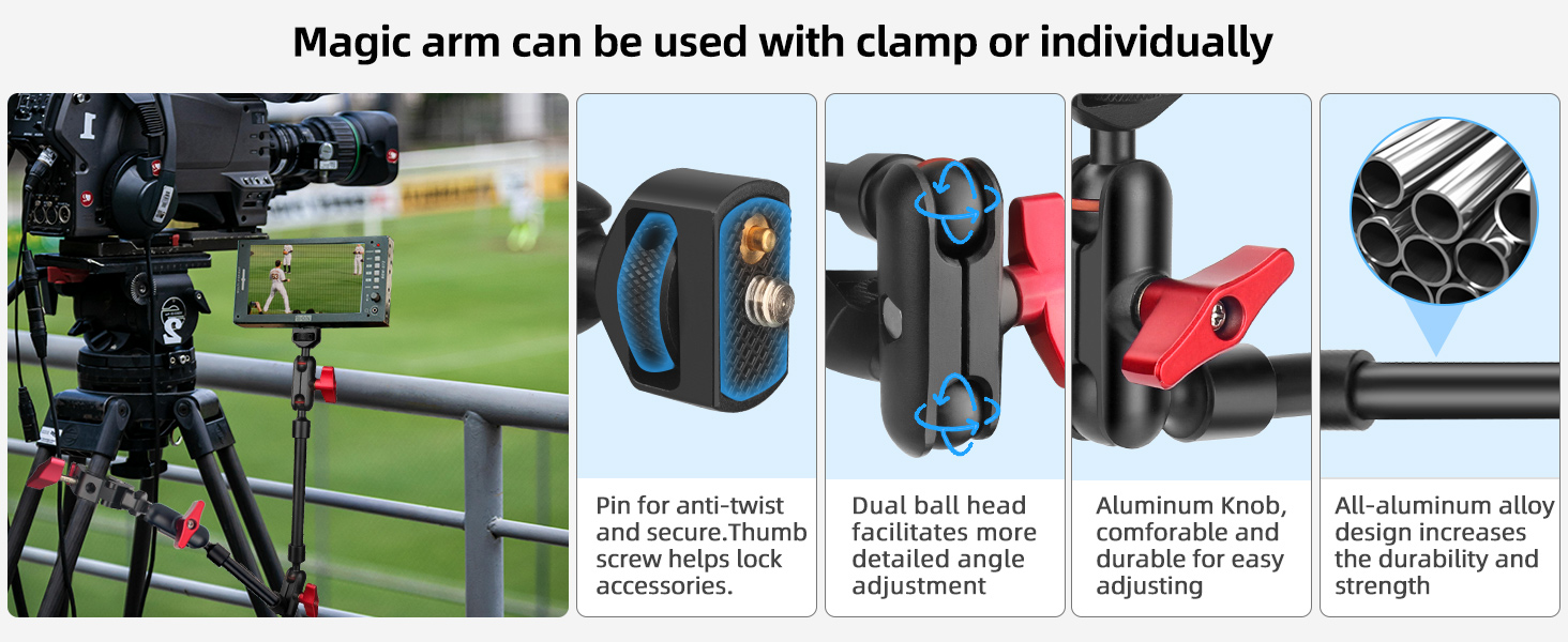 Hemmotop 22in Magic Arm with Clamp, Long Articulating Arm Camera Mount, Adjustable Phone Mount