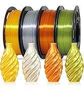 1.75mm Silk Shiny PLA 4 Metal Colors Bundle Pack: Shiny Metallic God/Silver/Copper/Bronze, Each S...