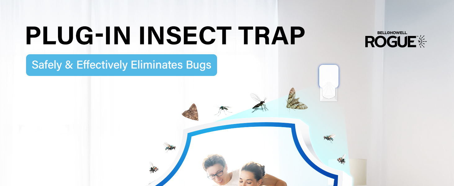 Fly Insect Trap Indoor with Night Light Plug in Bug Catcher, Pest Repeller Indoor 