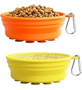 Collapsible Dog Bowl 2 Pack, Portable Dog Bowl for Puppy/Cat, Silicone Travel Dog Bowl with Anti-...