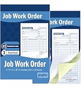 gisgfim 2 Pads Job Work Order Book 3 Part Carbonless Receipt Books Work Order Forms 5-9/16 x 8-7/...