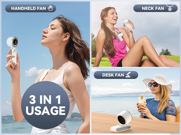 3in1 portable fans neck desk rechargeable fan hand fans fan portable summer outdoor cooling air