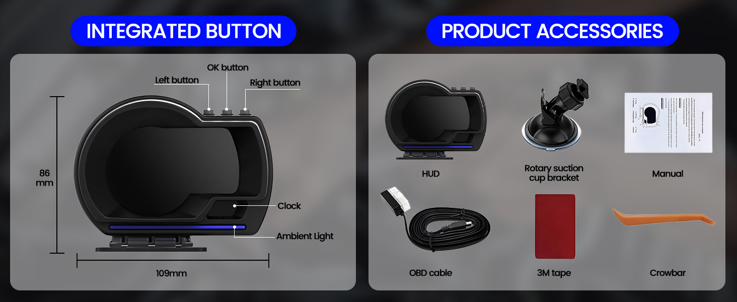OBD2 GPS Dual System Car HUD Display