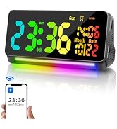 Samshow 120db Super Loud Alarm Clock, Bluetooth Sync Time Loud Alarm Clock for Heavy Sleepers Adu...