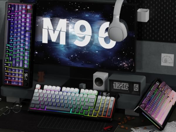 FREEWOLF M96 Wireless Gaming Keyboard Creamy Membrane with Rainbow Backlight
