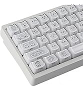 Crystal Jelly White Keycaps,119 Keys Cute Chiikawa Keycap, Side Printed Shine Through Keycaps Mao...
