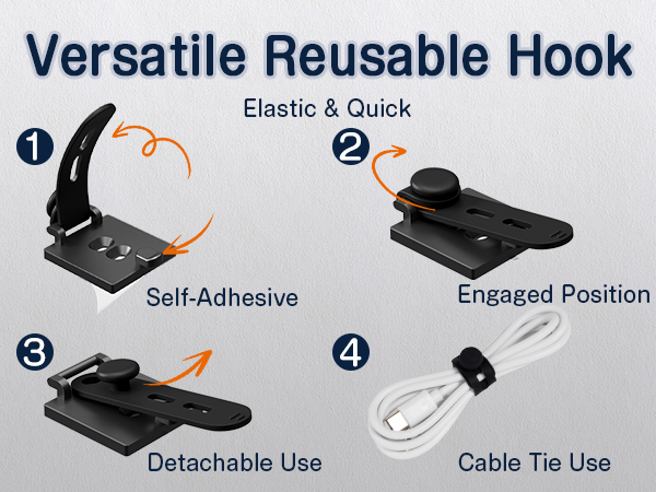 under desk cable management clips black with screw hole and 3m tape