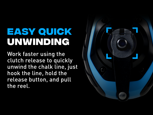 Easy quick unwinding using clutch release. Just hook the line, hold the release, and pull the reel.