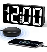 Alarm Clock for Bedroom Heavy Sleepers with Bed Shaker &amp; Night Light-Vibrating Digital Clock Larg...