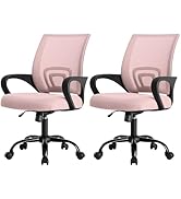 DUMOS Office Desk Chair - Ergonomic Mid Back with Lumbar Support &amp; Rocking Mode, Height Adjustabl...