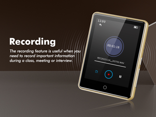 64GB MP3 Player with Bluetooth 5.3, Portable Music Player with Voice Recorder ,FM Radio, Pedometer