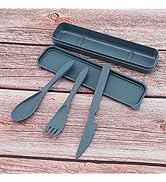 OriGlam Wheat Straw Cutlery, Travel Utensil Tableware Flatware Set Cutlery Spoon Knife Fork Table...