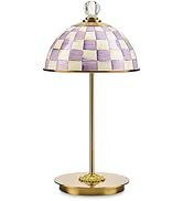 MACKENZIE-CHILDS LED Rechargeable Dome Table Lamp, Cordless Decorative Lamp, Purple-and-White Vio...