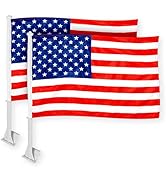 G128 2 Pack: American USA Car Flag | 11x17 In | Double LiteWeave Pro Series Double Sided Printed ...