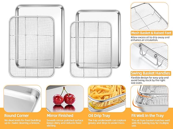 Swing basket handles won’t take up more storage space or be stuck by the right size oven