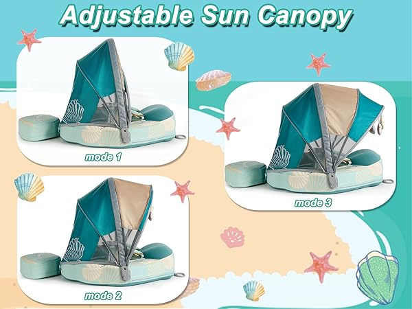 HECCEI Add Tail Newest Shell Mambobaby Baby Swim Float with Canopy 5 600-450