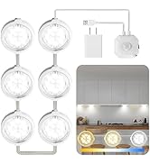 Under Cabinet Light Motion Sensor LED Puck Lighting for Kitchen,6-Pucks,3-Color,Auto-off Motion A...