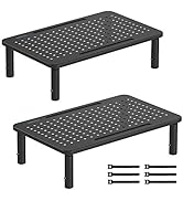 BONTEC 2 Pack Monitor Stand Riser, 3 Height Adjustable Monitor Stand with Pen Holder, Ergonomic M...