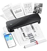 Portable Printers Wireless for Travel, Inkless Thermal Printer for Phone & Laptop, Bluetooth Smal...