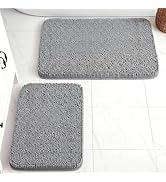 HUXMEYSON Bathroom Rugs Set 2 Piece, Ultra Absorbent Chenille Non Slip Bathroom Mat Set - 17'' x ...
