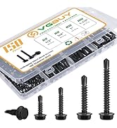 VGBUY 150Pcs Self Drilling Screws Assortment Kit, 410 Stainless Steel Self Tapping Sheet Metal Sc...